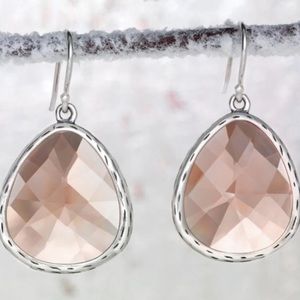 Silpada Ablaze Peach Teardrop Glass Sterling Silver Earrings - W2775